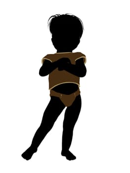 Male infant toddler silhouette on a white background