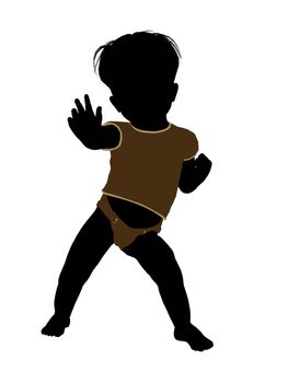 Male infant toddler silhouette on a white background