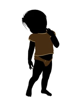 Male infant toddler silhouette on a white background
