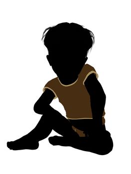 Male infant toddler silhouette on a white background