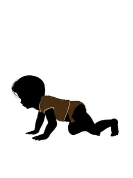 Male infant toddler silhouette on a white background