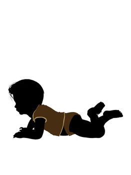 Male infant toddler silhouette on a white background