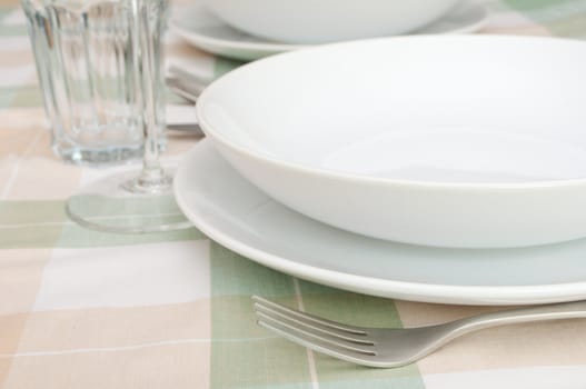 Restaurant With Set Tables - Plates, Cutlery and Glasses