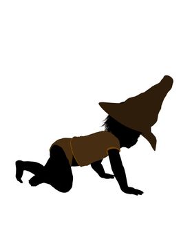 Male halloween infant toddler silhouette on a white background