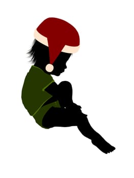 Male christmas infant toddler silhouette on a white background