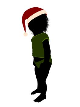 Male christmas infant toddler silhouette on a white background
