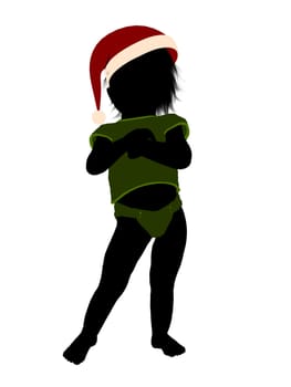 Male christmas infant toddler silhouette on a white background