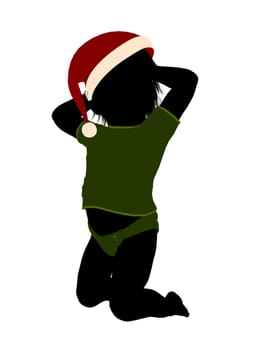 Male christmas infant toddler silhouette on a white background