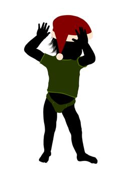 Male christmas infant toddler silhouette on a white background