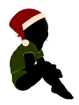 Male christmas infant toddler silhouette on a white background