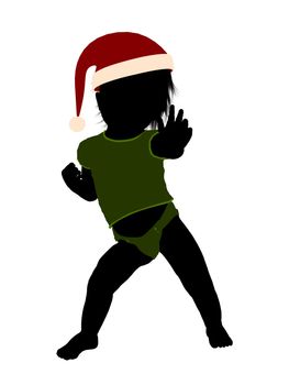 Male christmas infant toddler silhouette on a white background