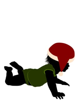 Male christmas infant toddler silhouette on a white background