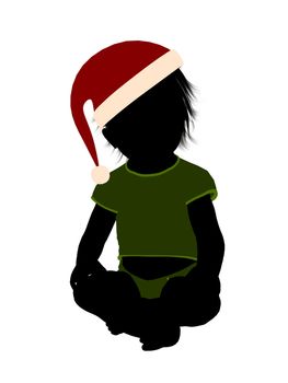 Male christmas infant toddler silhouette on a white background