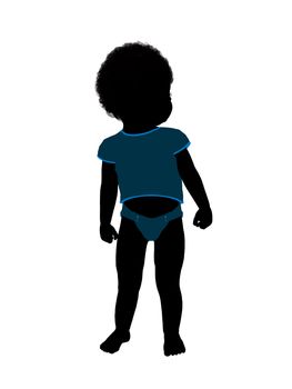 African american male infant toddler silhouette on a white background