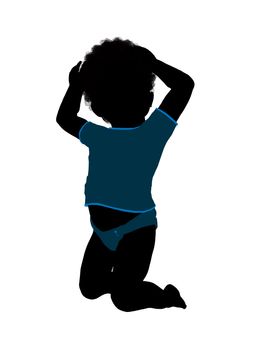 African american male infant toddler silhouette on a white background