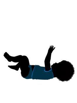 African american male infant toddler silhouette on a white background