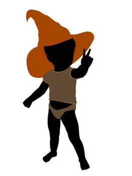 African american halloween infant toddler silhouette on a white background