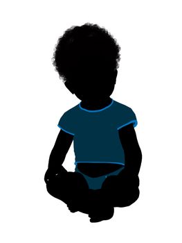 African american male infant toddler silhouette on a white background