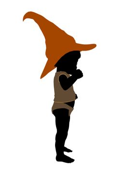 African american halloween infant toddler silhouette on a white background