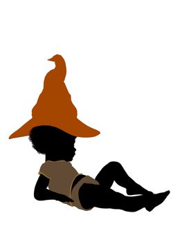 African american halloween infant toddler silhouette on a white background