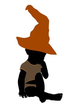 African american halloween infant toddler silhouette on a white background
