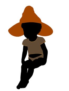 African american halloween infant toddler silhouette on a white background