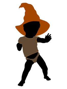 African american halloween infant toddler silhouette on a white background