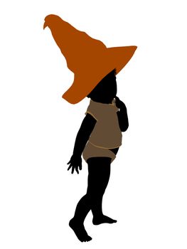 African american halloween infant toddler silhouette on a white background