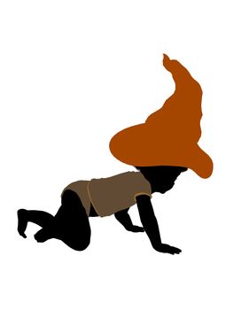 African american halloween infant toddler silhouette on a white background