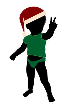 African american male infant toddler silhouette on a white background