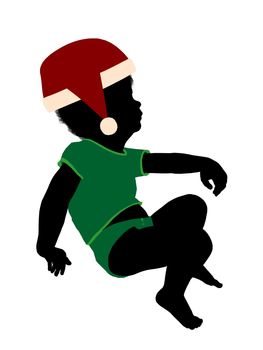African american male infant toddler silhouette on a white background