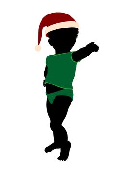 African american male infant toddler silhouette on a white background