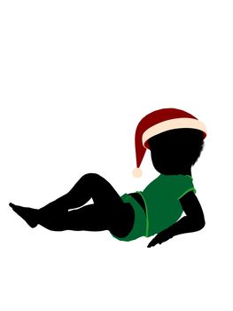 African american male infant toddler silhouette on a white background