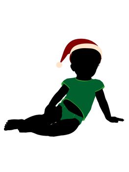 African american male infant toddler silhouette on a white background