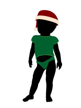 African american male infant toddler silhouette on a white background