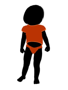 Female infant toddler silhouette on a white background