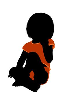 Female infant toddler silhouette on a white background