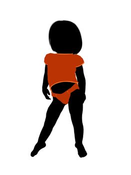 Female infant toddler silhouette on a white background