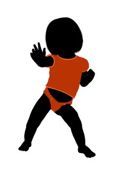 Female infant toddler silhouette on a white background