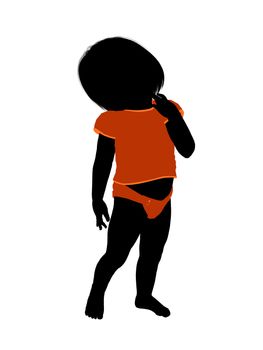 Female infant toddler silhouette on a white background