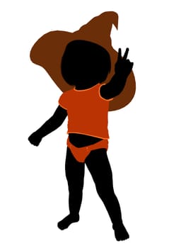 Female halloween infant toddler silhouette on a white background