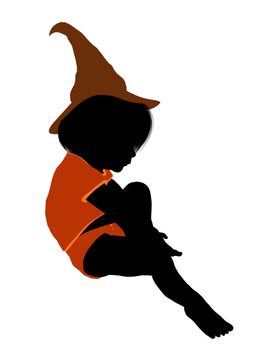 Female halloween infant toddler silhouette on a white background