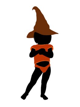 Female halloween infant toddler silhouette on a white background