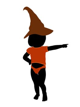 Female halloween infant toddler silhouette on a white background