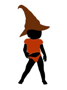 Female halloween infant toddler silhouette on a white background