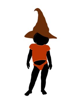Female halloween infant toddler silhouette on a white background