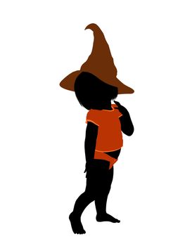 Female halloween infant toddler silhouette on a white background