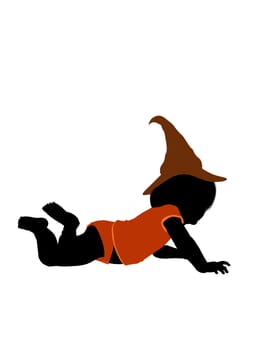 Female halloween infant toddler silhouette on a white background