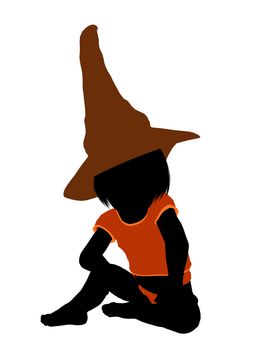 Female halloween infant toddler silhouette on a white background