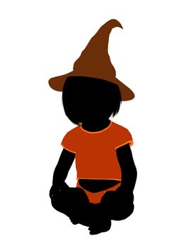 Female halloween infant toddler silhouette on a white background